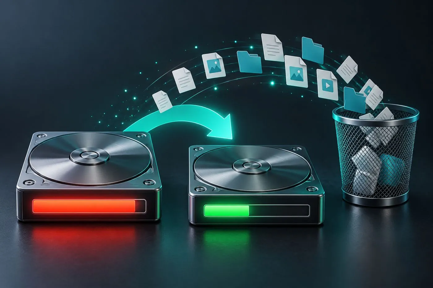 Disque système presque plein en cours de nettoyage pour libérer de l'espace
