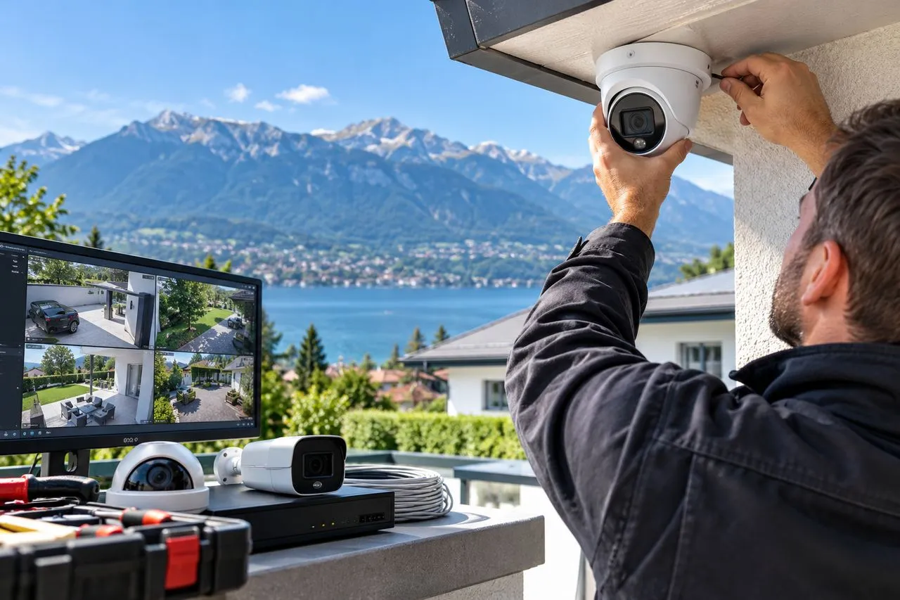 Caméra de surveillance installée pour sécuriser une habitation ou une entreprise
